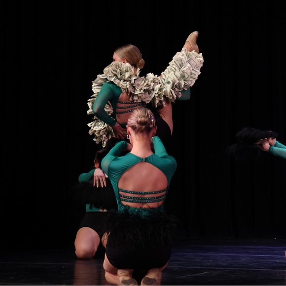 Custom Dance Costume with rhinestones and feathers (size small/medium adult) - Picture 7 of 13